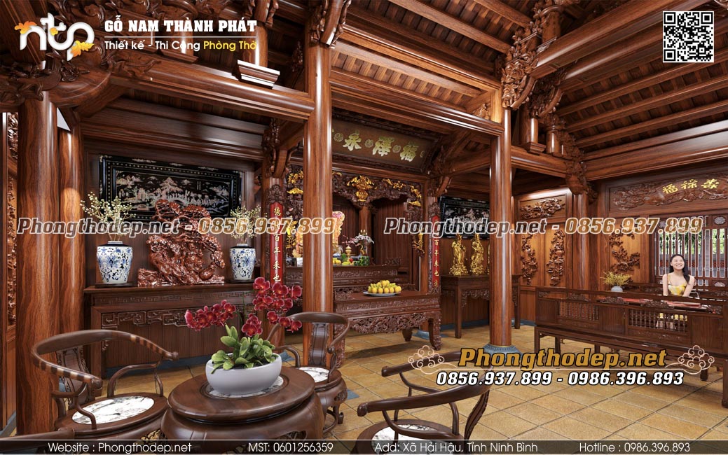 Bố trí nội thất nhà gỗ 3 gian